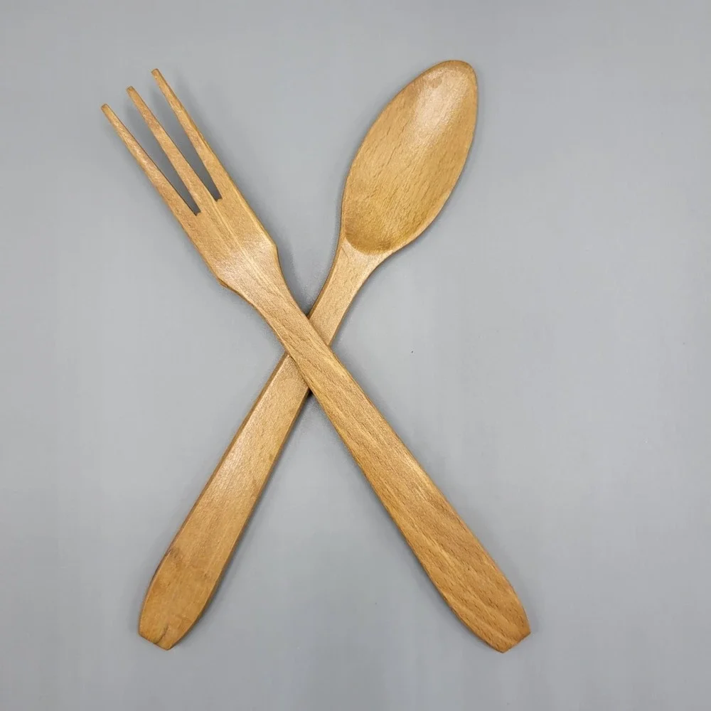 Made in Japan Wooden Spoon And Fork Set Solid Wood Utensils #2